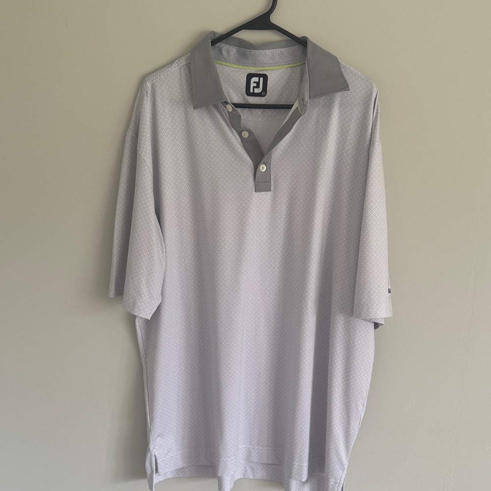 FootJoy Gray Polo with Dark Gray Collar and Subtle Pattern